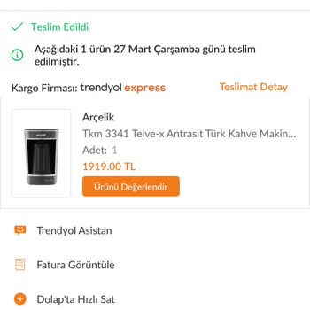 Trendyol Arçelik Telve Makinem Bozuk