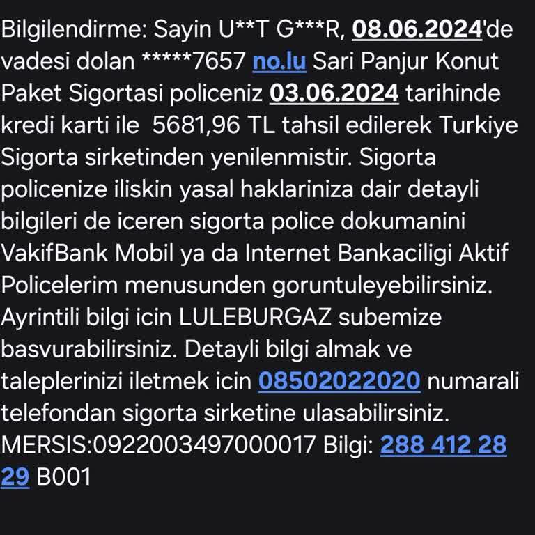 VakıfBank Sigorta İptali