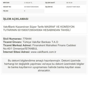 VakıfBank Kazandıran Tarife Ücreti