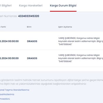 Aras Kargo Kargom Teslim Edildi Olarak Görünüyor Fakat Teslim Edilmedi