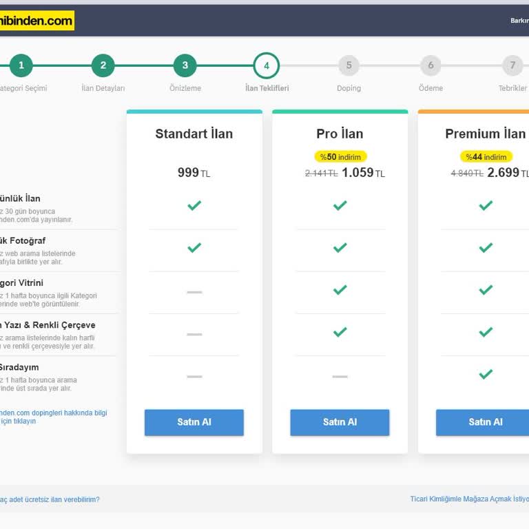 Sahibinden Ücretsiz İlan Hakkı