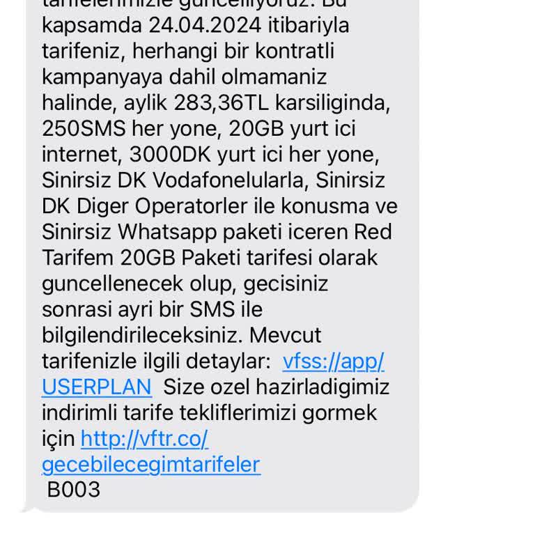 Vodafone Kendine Gel! Her Ay Keyfi Fiyat Artışı Yapma!