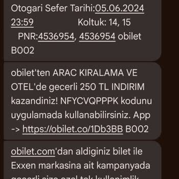 Obilet.com Sitesinin Yanlış Varış Saati Belirtilerek Bilet Satması