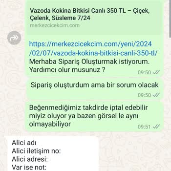 Merkez Çiçekçim Şikayet Ürün Yok Para İade Yok