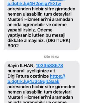 1023588578 Numaralı Digiturk Üyeliğim Hak