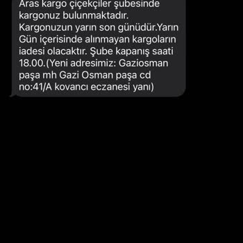 Aras Kargo Çiçekçiler Şubesi Teslimat Sorunu