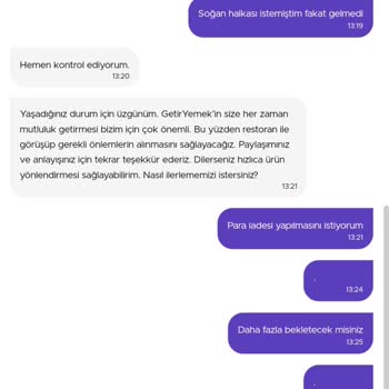 Getir Yemek Canlı Destek Sorunu