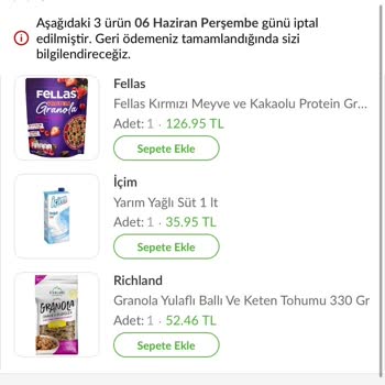 Migros Teslimat Saatimde Siparişim İptal Edildi!