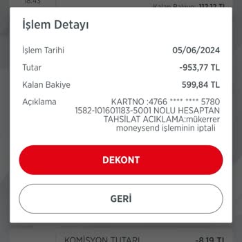 Ziraat Bankası Mükerrer Moneysend İşleminin İptali