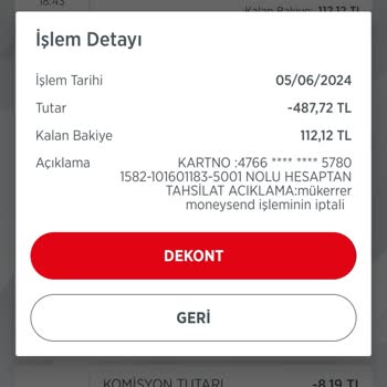 Ziraat Bankası Mükerrer Moneysend İşleminin İptali