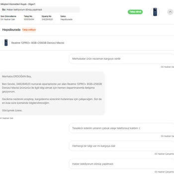 Hepsiburada Satıcılı Ürünüm Kargoya Verilmedi Ve Bilgi Alamıyorum.