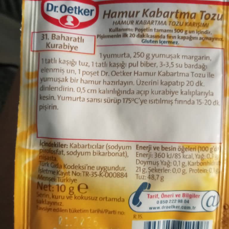 Dr. Oetker Hamur Kabartma Tozu