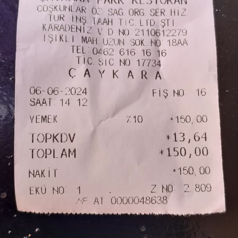 Çaykara Belediyesi Çaykara Park Restorant Ra Fahiş Fiyat