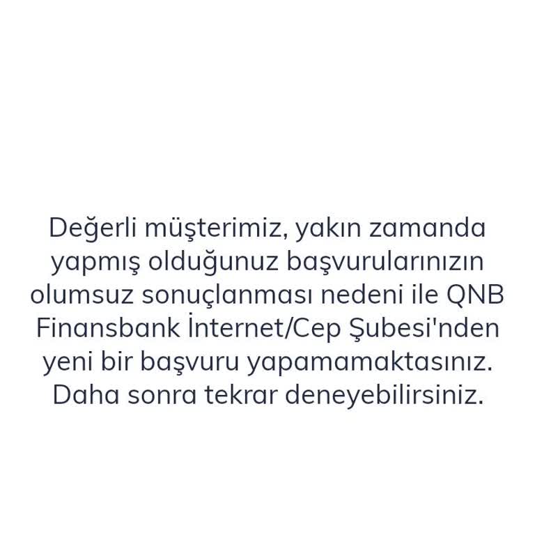 QNB Finansbank Kredi Çekememe İşlemi