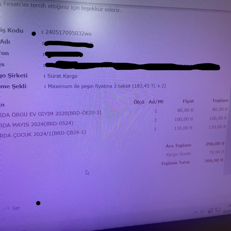 Kumaş Fırsatı Ücretimi İade Etmiyor