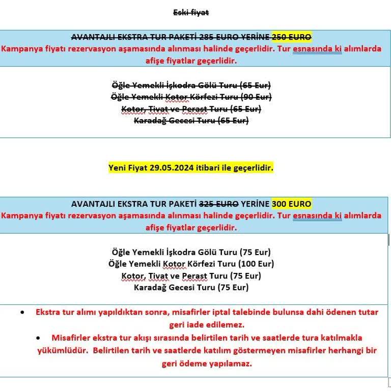 Jolly Tur Budva Habersiz Fiyat Değişikliği