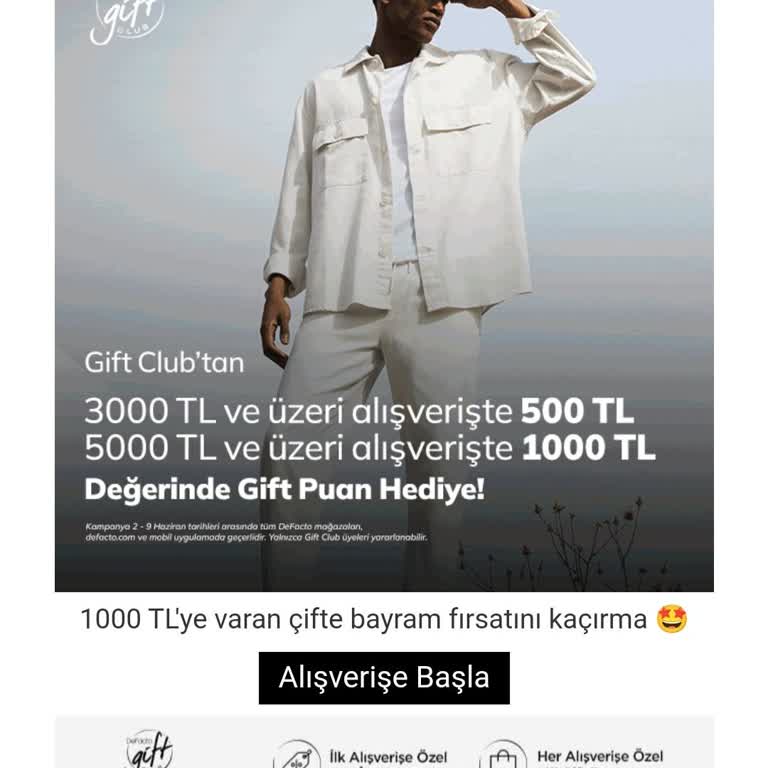 DeFacto 500 TL Gift Puan