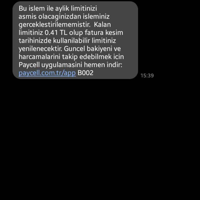 Turkcell Mobil Ödeme Faturaya Yansıt Limit
