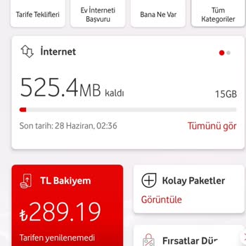 Vodafone TR Ek Paket Sorunu