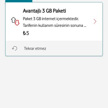 Vodafone TR Ek Paket Sorunu