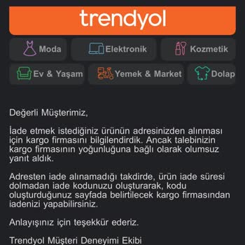 Ceva İadeyi Teslim Almıyor