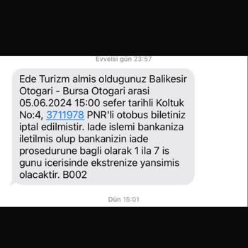Obilet Para İadesi Yapılmadı