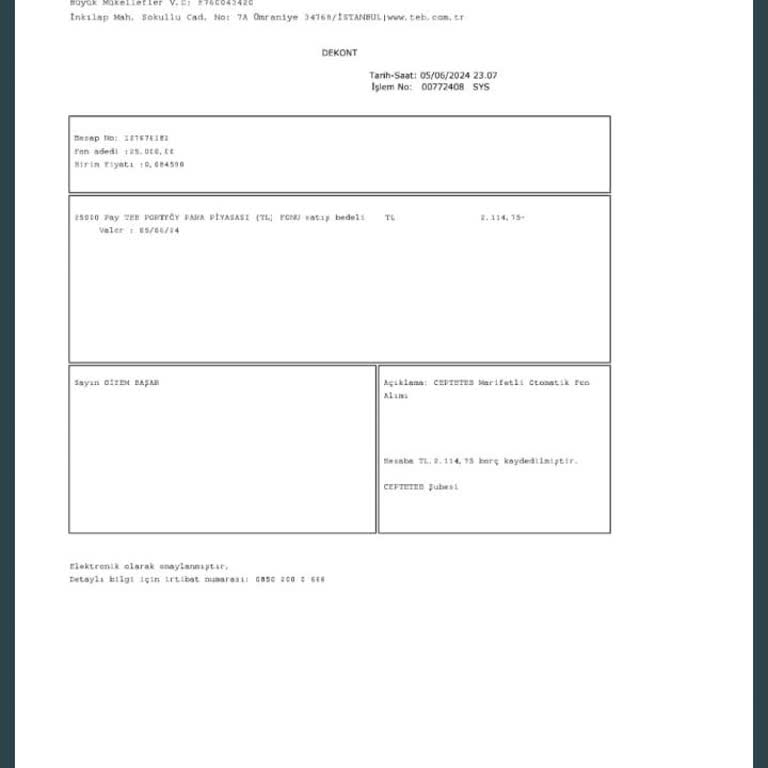 TEB Fon Kesintisi İzinsiz