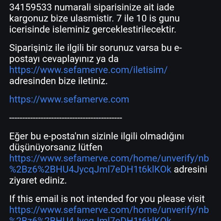 Sefamerve Ücret İadesi Yapmıyor