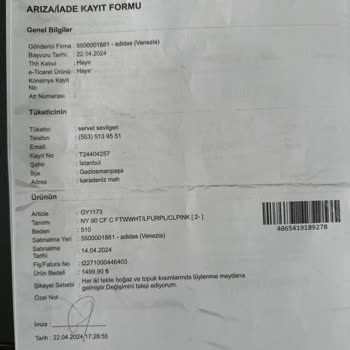 Adidas Ayakkabı Şikayetim Var