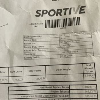 Sportive Kusurlu Gelen Ürün