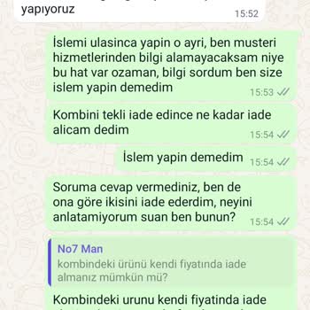 No7man Müşteri Hizmetleri İletişimi / İade Sorunu