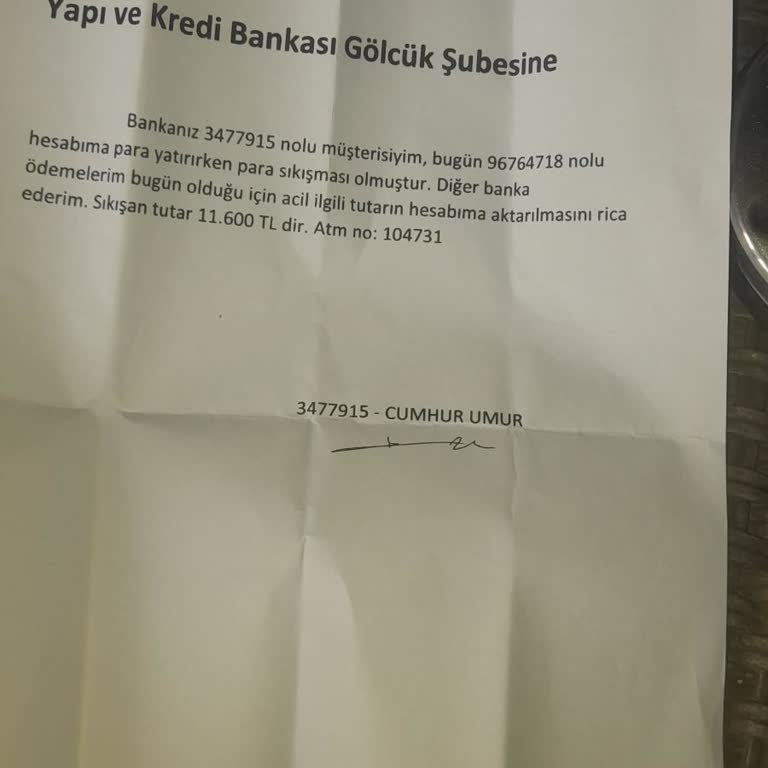 Yapı Kredi Bankası ATM De Para Sıkışması