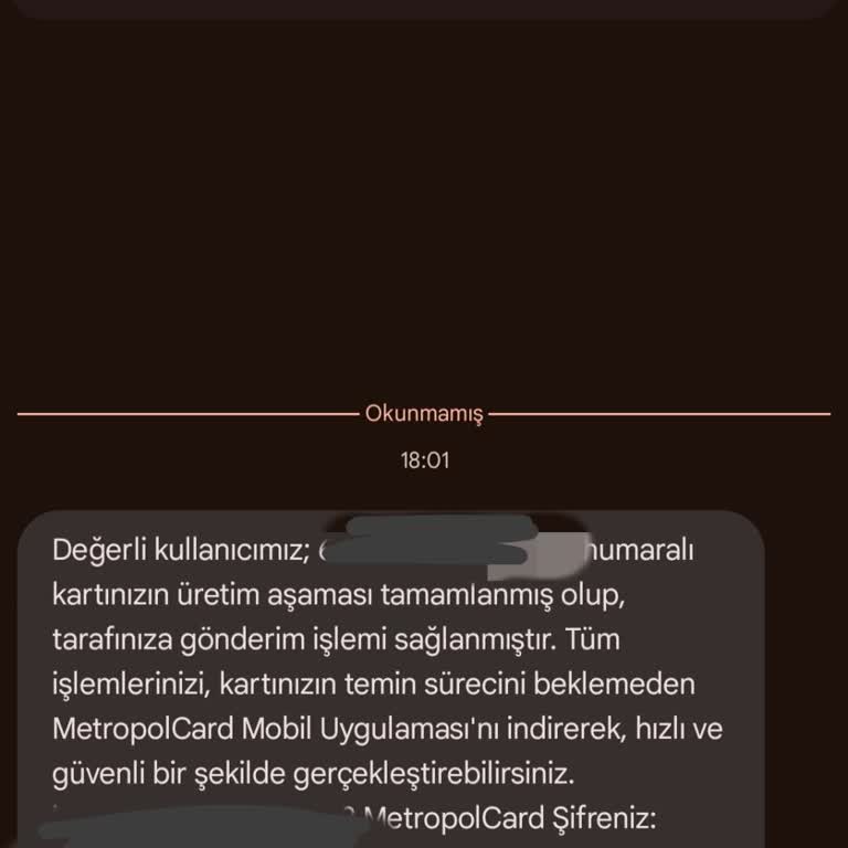 Metropol Kart Üyeliğim Olmadığı Halde Gelen SMS Bilgilendirmesi