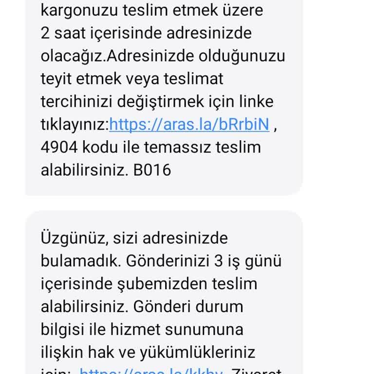 Aras Kargo Dikmen Şubesi Teslimat Yapmıyor