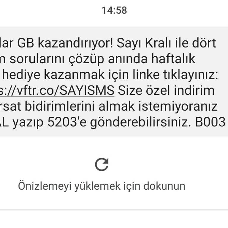 Vodafone'dan Gelen Mesajlar