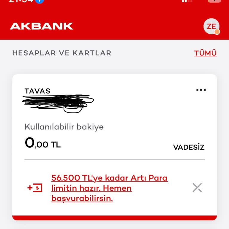 Akbank Bakiyem 0 TL Görünüyor