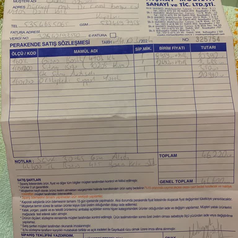 Yataş MASKO Şubesi Yatak Ve Baza Ayağı Değişim Süreci Şikayet