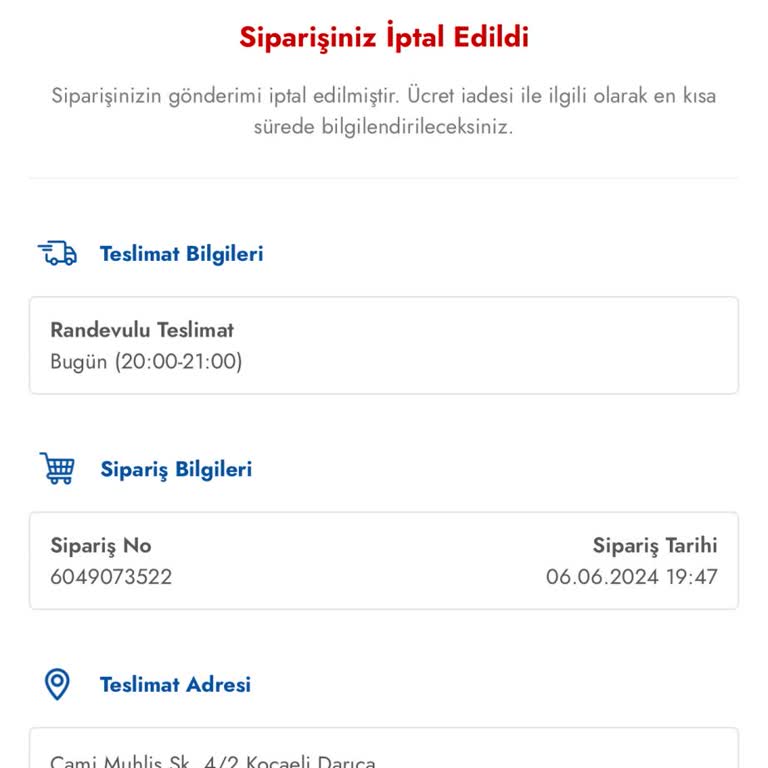 Şok Sanal Market Ücret İademi Yapmadı