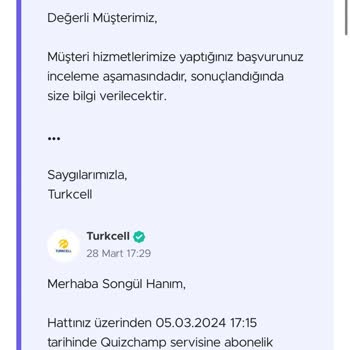 Quizchamp Ödeme Turkcell Faturaya Yansıtıldı.