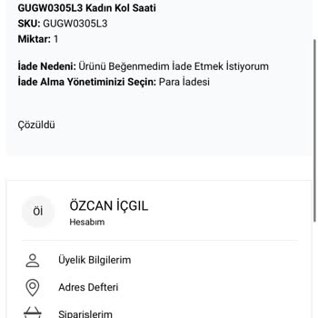 Saat & Saat Kusurlu Ürün Gönderdi