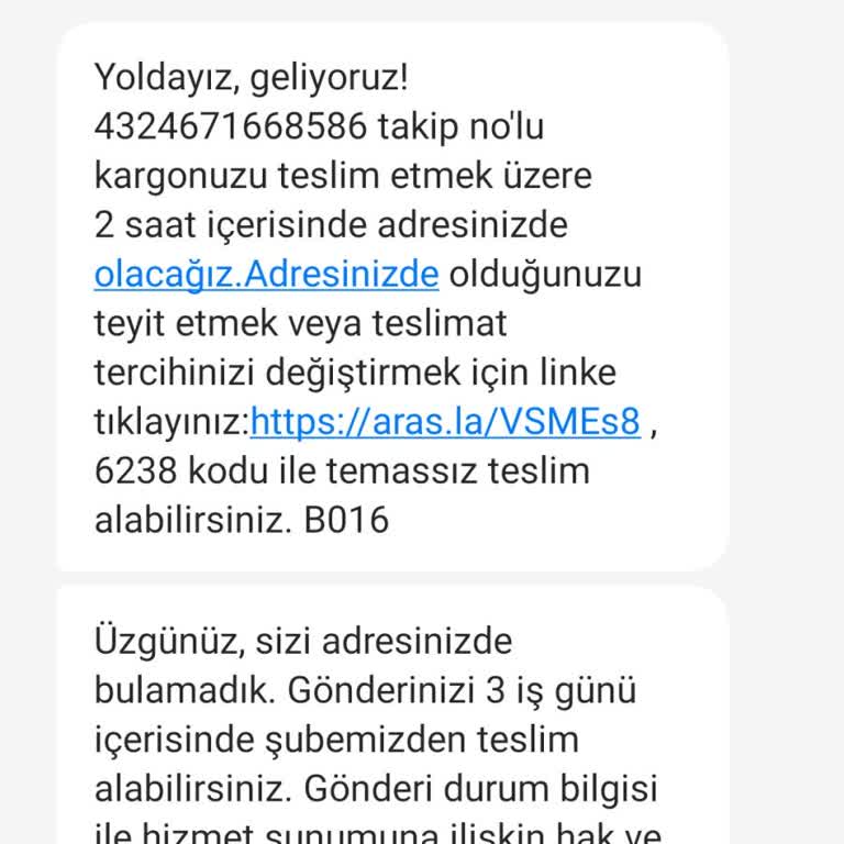Aras Kargo Adrese Gelmeden Kargoyu Almaya Şubeye Çağırıyor