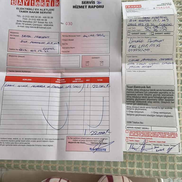 Franke Teknik Servis Şikayet
