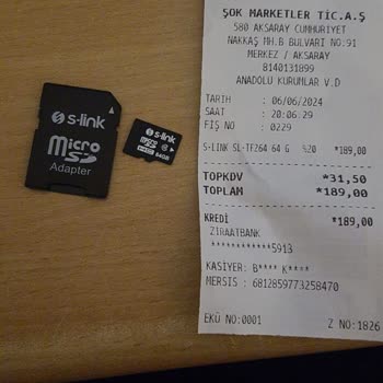 Şok Marketler 64 GB Olarak Aldığım S-link Micro SD 1.86 GB Çıktı