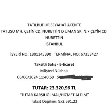 Tatilbudur.com Ekstra Ücret Talep