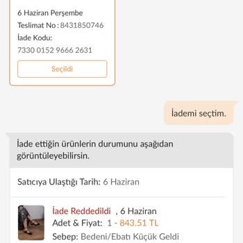 Trendyol İade Reddi Yanlış Ürün Gönderimi