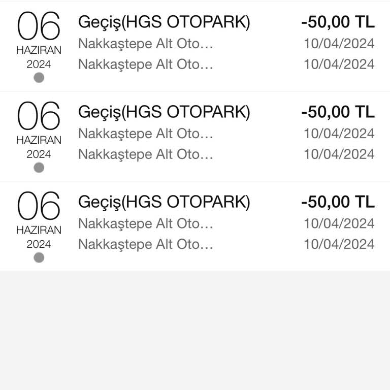 Üsküdar Belediyesi Nakkaştepe HGS Otopark 4 Kez Mükerrer Çekim Yapmış