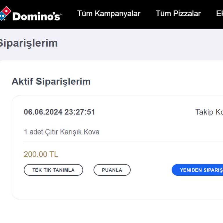 Domino's Pizza 30 Dakikayı Aşıp Yenilemeyecek Şekilde Soğuk Gelen Sipariş
