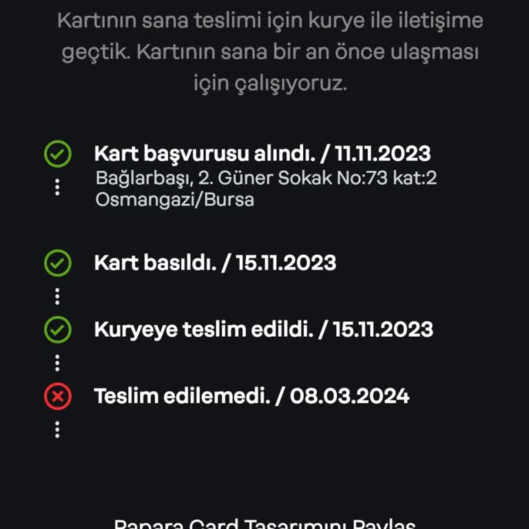 Papara Özel Tasarım Kart