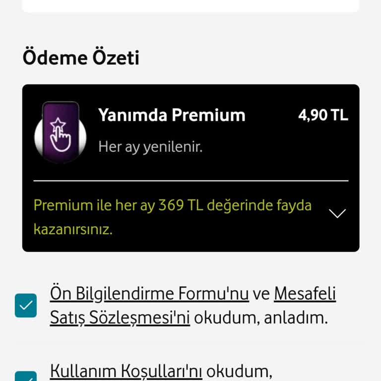 Vodafone Yanımda Premium Lu Olamıyorum