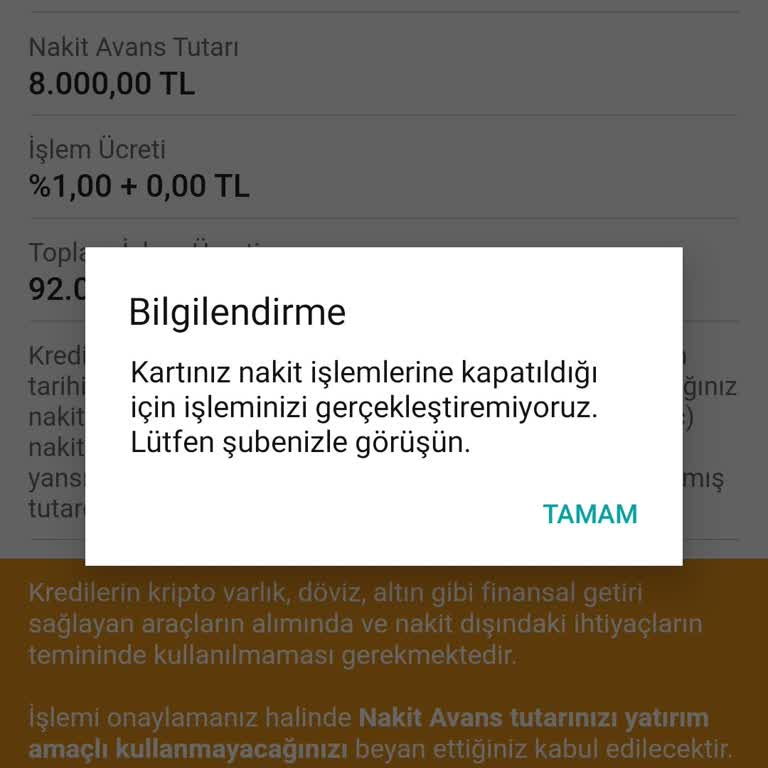 Garanti BBVA Nakit Avans Çekemiyorum